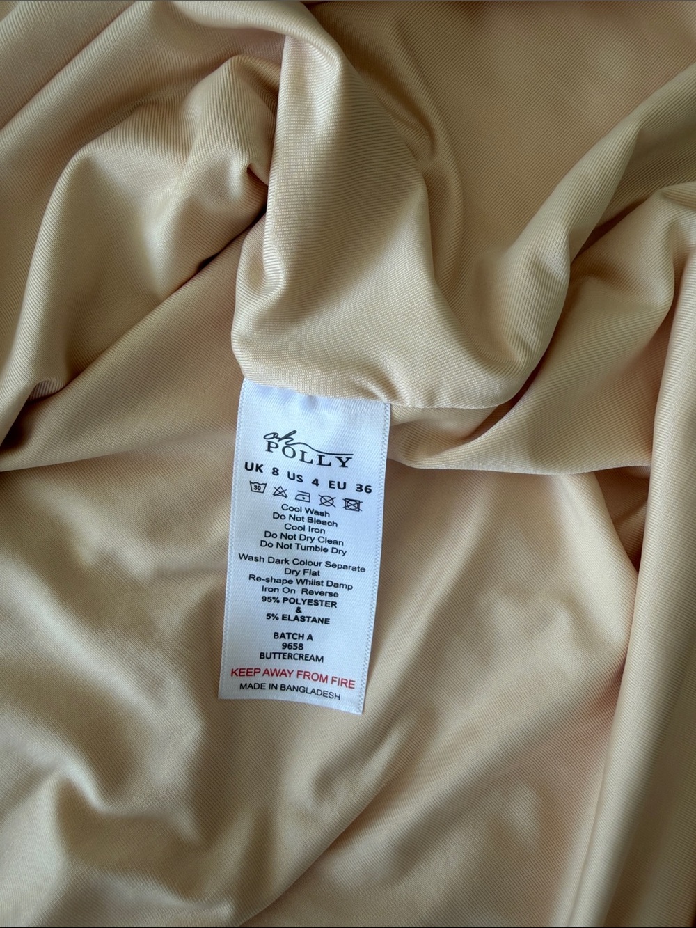 OH POLLY Emersyn Slinky Jersey Ruched V-Back Mini Dress in Buttercream - Picture 8 of 9